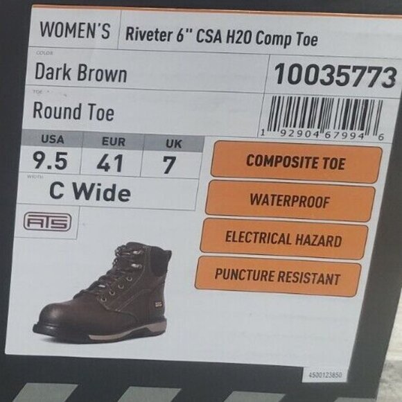 NWT Ariat Womens Riveter 9.5 C Wide CSA H2O Composite Toe Work Boots 10035773 - Picture 14 of 14